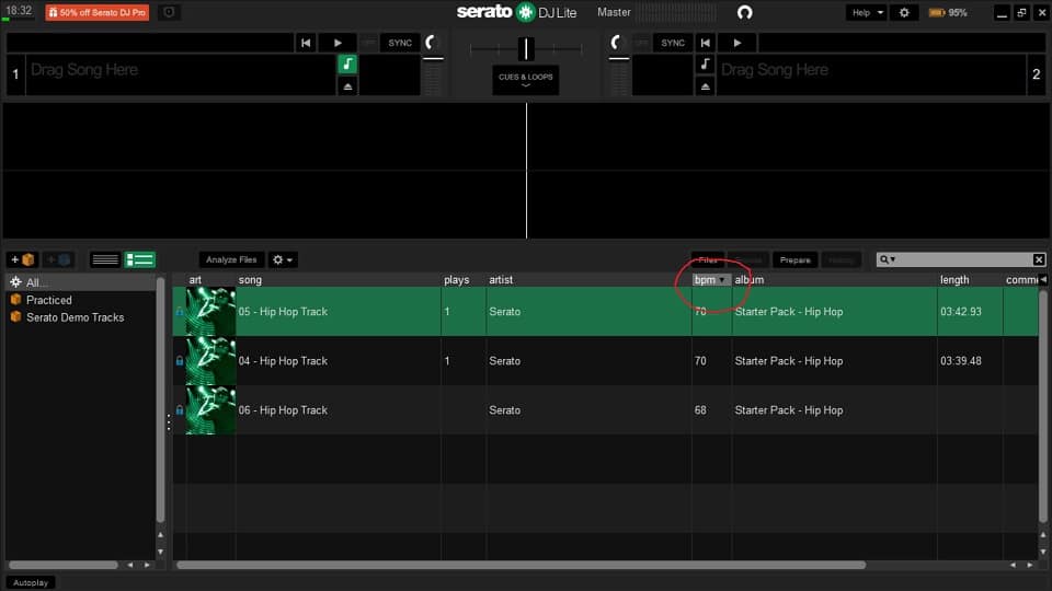 Choosing the next song on serato with bpm